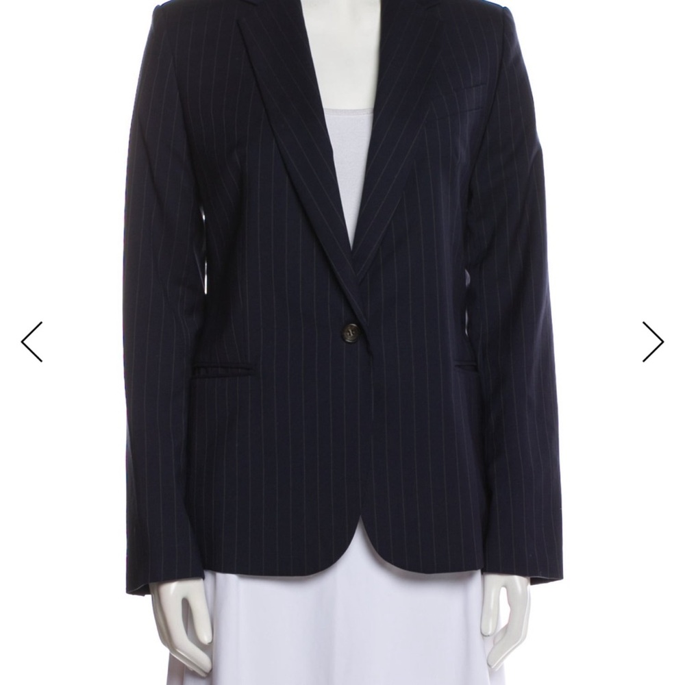 Equipment Dark Blue Pinstripe Blazer